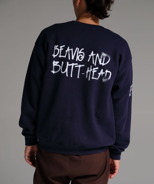DELUXE(デラックス)の「DELUXE x BEAVIS AND BUTT HEAD CREW(スウェット・メンズ・ネイビー/ブラック・MEDIUM/LARGE/X-LARGE)」の2枚目の写真