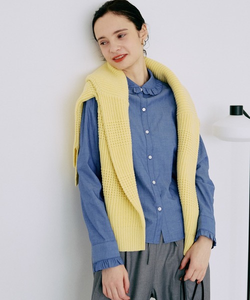 LA MARINE FRANCAISE（マリン フランセーズ）の「片畦ボーダーボトルネックニット（ニット/セーター・レディース・オフホワイト/グレー/ブルー/イエロー・FREE）」の10枚目の写真