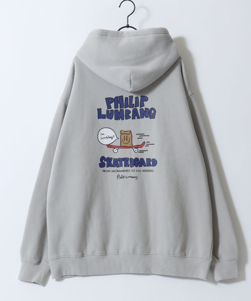 Philip Lumbang(フィリップランバン)の「Philip Lumbang/フィリップ・ランバン 裏起毛 オーバーサイズ バックプリント ワンポイント刺繍 フーディー プルパーカー レディース メンズ(パーカー・メンズ・グレイッシュベージュ/ホワイト/チャコール/ブラック/ブルー・XL/M/L)」の13枚目の写真