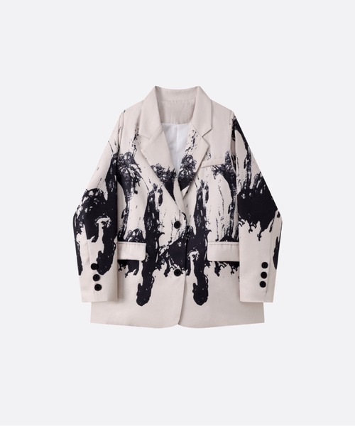U:UME(ユーム)の「Ink Motif Jacket(テーラードジャケット・メンズ・アイボリー・SMALL/MEDIUM/LARGE/X-LARGE)」の1枚目の写真