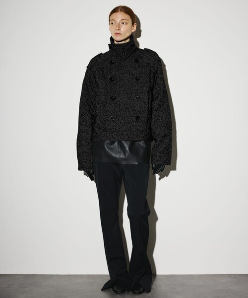 RIM.ARK ライダース　コート　ジャケット　ブラック　ジップ　オーバーサイズ RIM.ARK/リムアーク】Loop kersey over CT/ループツイードオーバー