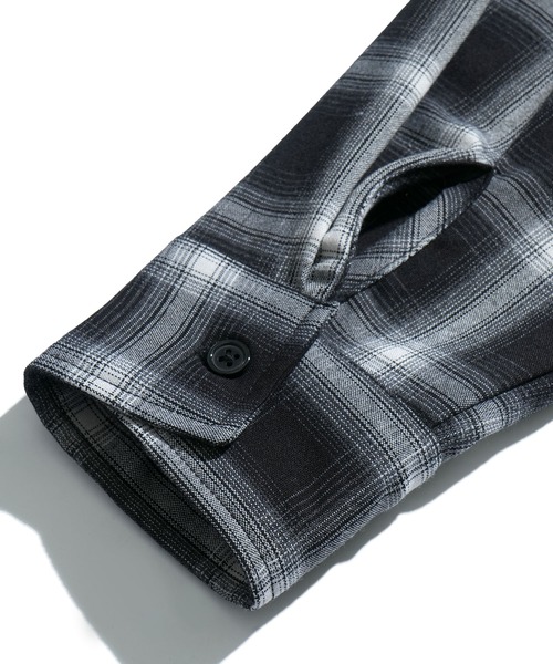 Starting Over(スターティングオーバー)の「scattered rhinestone ombre check zip up shirt jacket/ラインストーン オンブレチェック ジップアップ シャツジャケット 短丈 シャツ/ハリントンジャケット(シャツ/ブラウス・メンズ・ブラック・M/L)」の5枚目の写真