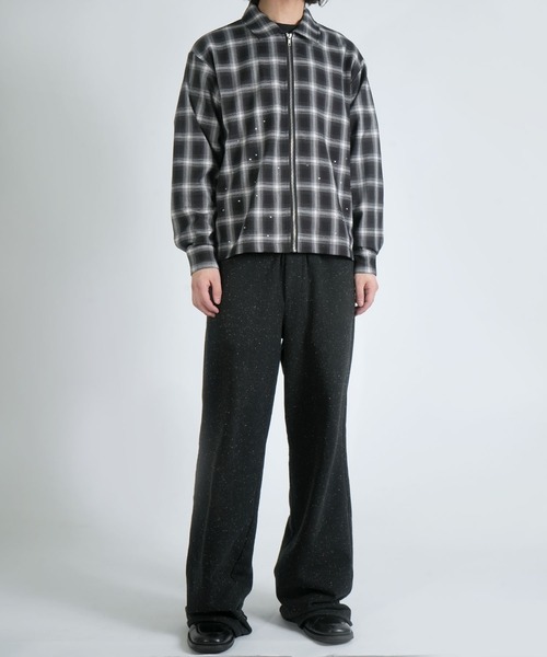 Starting Over(スターティングオーバー)の「scattered rhinestone ombre check zip up shirt jacket/ラインストーン オンブレチェック ジップアップ シャツジャケット 短丈 シャツ/ハリントンジャケット(シャツ/ブラウス・メンズ・ブラック・M/L)」の12枚目の写真