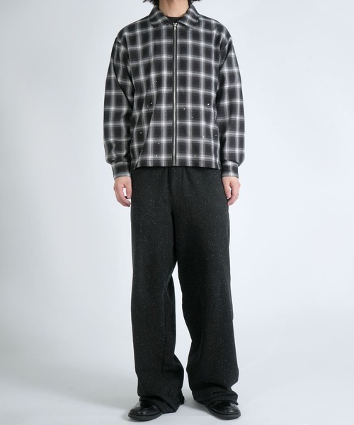 Starting Over(スターティングオーバー)の「scattered rhinestone ombre check zip up shirt jacket/ラインストーン オンブレチェック ジップアップ シャツジャケット 短丈 シャツ/ハリントンジャケット(シャツ/ブラウス・メンズ・ブラック・M/L)」の13枚目の写真