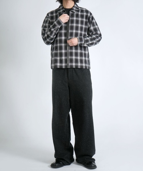 Starting Over(スターティングオーバー)の「scattered rhinestone ombre check zip up shirt jacket/ラインストーン オンブレチェック ジップアップ シャツジャケット 短丈 シャツ/ハリントンジャケット(シャツ/ブラウス・メンズ・ブラック・M/L)」の14枚目の写真
