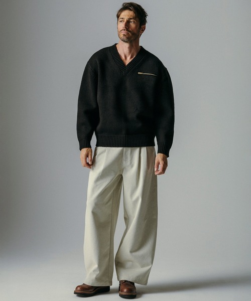 CIRCLEE(サークリー)の「CIRCLEE(サークリー)ハイウエスト ツータックワイドパンツ(その他パンツ・メンズ・ホワイト/ブラック/ブルー・M)」の6枚目の写真