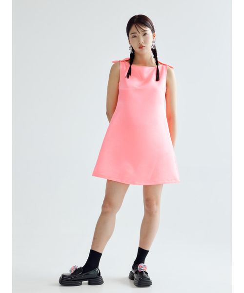 BOMNAL BOUTIQUE(ボムナルブティック)の「リボンミニドレス_ネオンピンク(ワンピース・レディース・その他・SMALL/MEDIUM)」の4枚目の写真