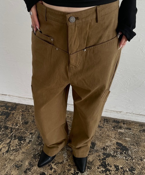 ROGER AND RAW(ロジャーアンドロウ)の「スラッシュポケット ワイドチノパンツ(チノパンツ・レディース・カーキ/オリーブ・SMALL/MEDIUM)」の13枚目の写真