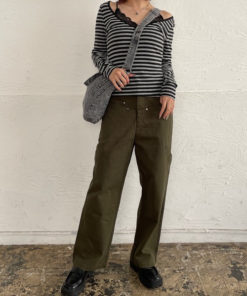ROGER AND RAW(ロジャーアンドロウ)の「スラッシュポケット ワイドチノパンツ(チノパンツ・レディース・カーキ/オリーブ・SMALL/MEDIUM)」の19枚目の写真