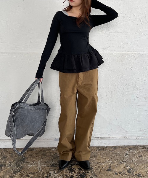 ROGER AND RAW(ロジャーアンドロウ)の「スラッシュポケット ワイドチノパンツ(チノパンツ・レディース・カーキ/オリーブ・SMALL/MEDIUM)」の20枚目の写真