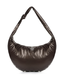 NICOLE GLOSSY SHOULDER KNOT BAG_BROWN