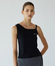 BLACK ASYMMETRICAL RIB LOGO TANK
