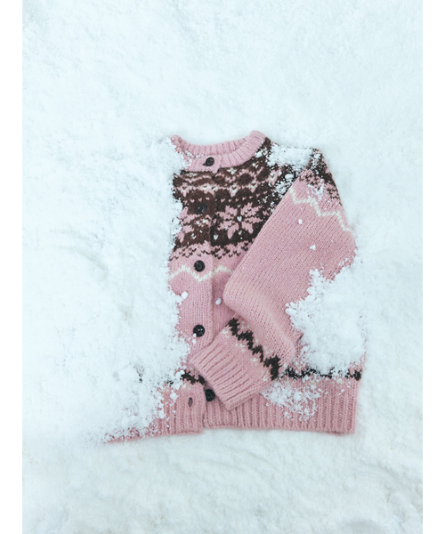 Alpaca Nordic Knit Cardigan, Pink