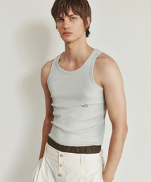 HET RIBBED SLIM SLEVELESS TOP (LIGHT GREY)