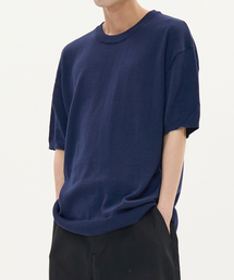 EXCONTAINER（エックスコンテナ）の「ラウンドネックハーフニット（ネイビー）（ニット/セーター）」