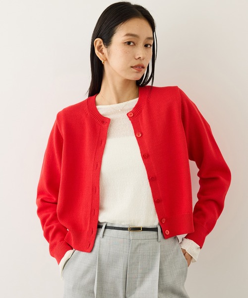 ROPE'（ロペ）の「オーガニックコットンニットカーディガン/イージーケア（カーディガン/ボレロ・レディース・ネイビー/レッド系その他2/ホワイト系その他3/ピンク・FREE）」の4枚目の写真