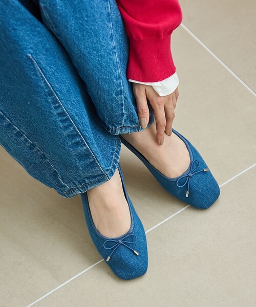 coen（コーエン）の「やみつきデニムバレエシューズ（バレエシューズ・レディース・コバルトブルー/ブラック・25cm/24.5cm/24cm/23.5cm/23cm/22.5cm）」の3枚目の写真