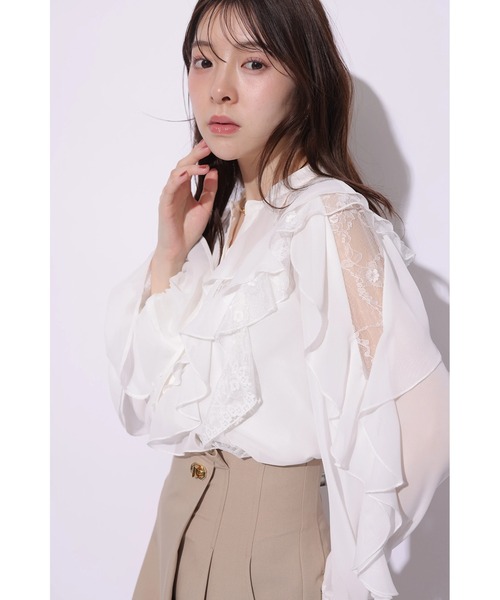 Rirandture(リランドチュール)の「レースフリルブラウス(シャツ/ブラウス・レディース・ライトイエロー/オフホワイト/ブルー系その他3・2)」の1枚目の写真