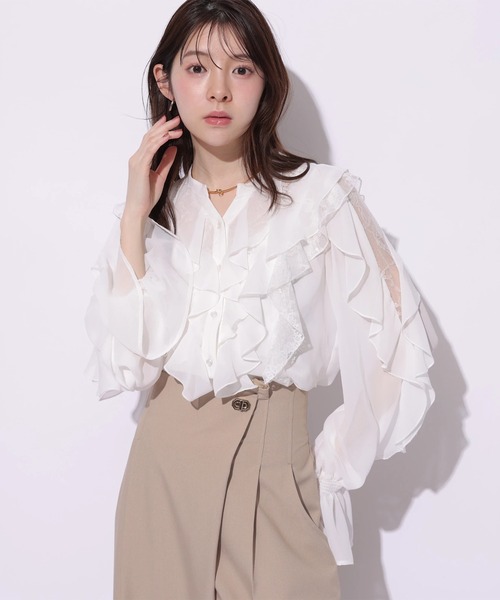 Rirandture(リランドチュール)の「レースフリルブラウス(シャツ/ブラウス・レディース・ライトイエロー/オフホワイト/ブルー系その他3・2)」の20枚目の写真
