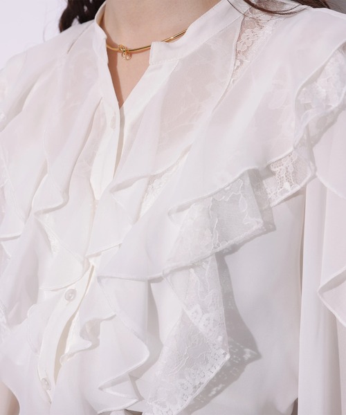 Rirandture(リランドチュール)の「レースフリルブラウス(シャツ/ブラウス・レディース・ライトイエロー/オフホワイト/ブルー系その他3・2)」の5枚目の写真