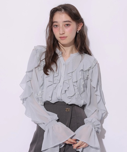 Rirandture(リランドチュール)の「レースフリルブラウス(シャツ/ブラウス・レディース・ライトイエロー/オフホワイト/ブルー系その他3・2)」の7枚目の写真