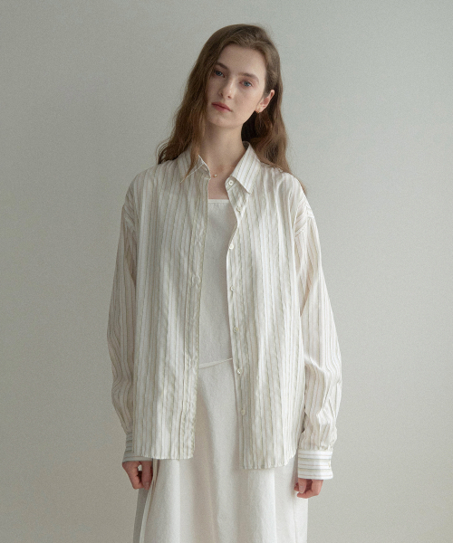 LENAV(ルナブ)の「ストライプシャツ(グリーン)(シャツ/ブラウス・レディース・その他・FREE/MEDIUM/SMALL)」の1枚目の写真