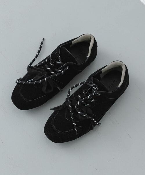 SENSE OF PLACE by URBAN RESEARCH（センスオブプレイスバイアーバンリサーチ）の「【S~Lサイズ/軽量】ツインコードフラットスニーカー（スニーカー・レディース・ベージュ/ピンク/ブラック・MEDIUM/SMALL/LARGE）」の2枚目の写真