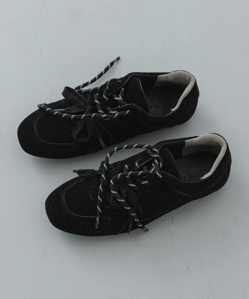 SENSE OF PLACE by URBAN RESEARCH（センスオブプレイスバイアーバンリサーチ）の「【S~Lサイズ/軽量】ツインコードフラットスニーカー（スニーカー・レディース・ベージュ/ピンク/ブラック・MEDIUM/SMALL/LARGE）」の4枚目の写真