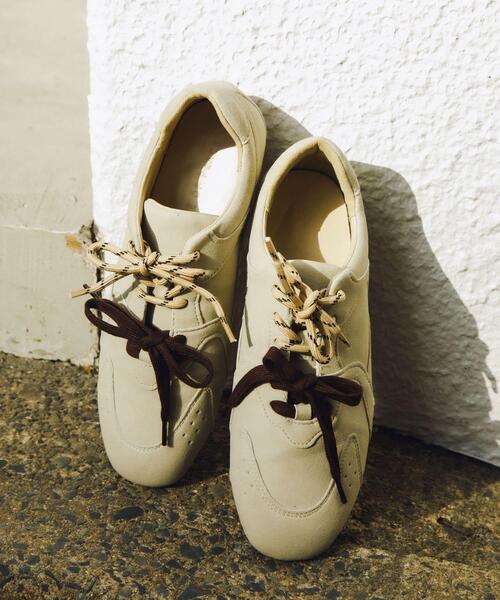 SENSE OF PLACE by URBAN RESEARCH（センスオブプレイスバイアーバンリサーチ）の「【S~Lサイズ/軽量】ツインコードフラットスニーカー（スニーカー・レディース・ベージュ/ピンク/ブラック・MEDIUM/SMALL/LARGE）」の13枚目の写真