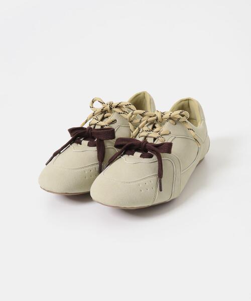 SENSE OF PLACE by URBAN RESEARCH（センスオブプレイスバイアーバンリサーチ）の「【S~Lサイズ/軽量】ツインコードフラットスニーカー（スニーカー・レディース・ベージュ/ピンク/ブラック・MEDIUM/SMALL/LARGE）」の18枚目の写真