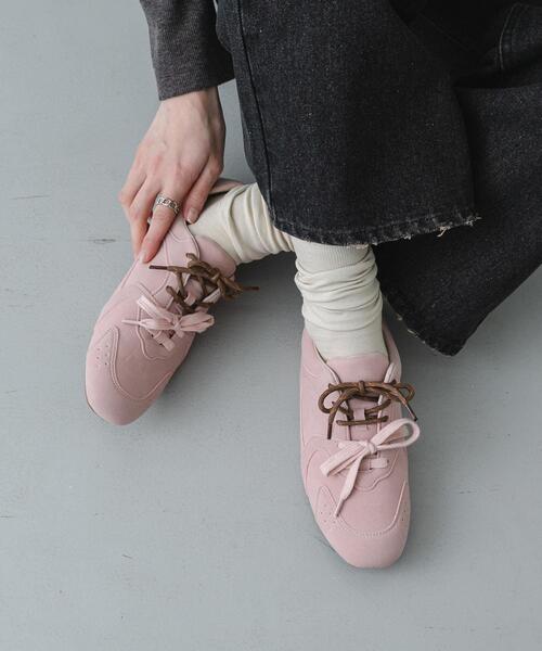 SENSE OF PLACE by URBAN RESEARCH（センスオブプレイスバイアーバンリサーチ）の「【S~Lサイズ/軽量】ツインコードフラットスニーカー（スニーカー・レディース・ベージュ/ピンク/ブラック・MEDIUM/SMALL/LARGE）」の20枚目の写真