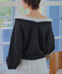 KOBE LETTUCE | 前後2wayフリルドッキングオフショルスウェット(スウェット)