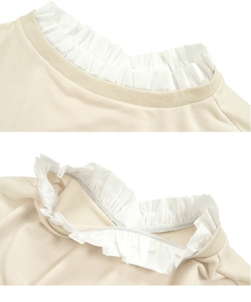 KOBE LETTUCE（コウベレタス）の「前後2wayフリルドッキングオフショルスウェット（スウェット・レディース・アイボリー/ブラック/グレー・M）」の11枚目の写真