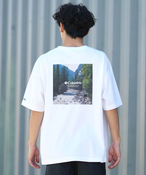 Columbia(コロンビア)の「columbia/コロンビア リラックスフィット綿混ショートスリーブTシャツ ムラサキ限定 PM0963(Tシャツ/カットソー・メンズ・ダークグリーン/グレイッシュベージュ/ホワイト×グリーン/ブラック×グリーン・XL/L/M/S)」の10枚目の写真