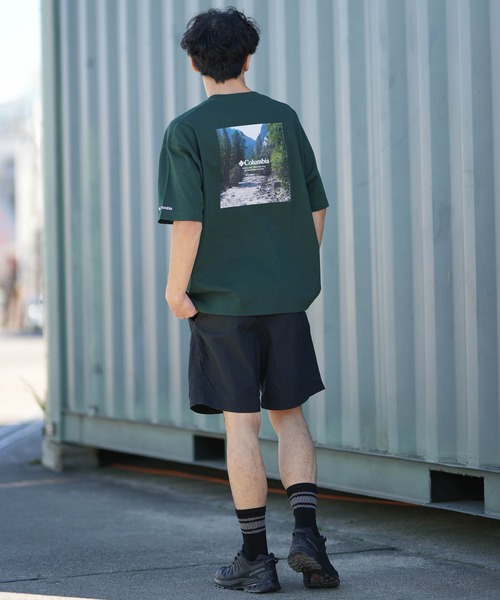 Columbia(コロンビア)の「columbia/コロンビア リラックスフィット綿混ショートスリーブTシャツ ムラサキ限定 PM0963(Tシャツ/カットソー・メンズ・ダークグリーン/グレイッシュベージュ/ホワイト×グリーン/ブラック×グリーン・XL/L/M/S)」の5枚目の写真