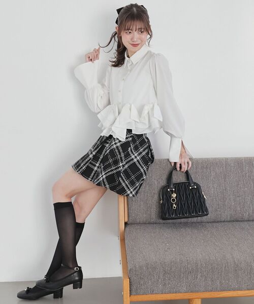 MAJESTIC LEGON（マジェスティックレゴン）の「ボックスプリーツフレアミニスカパン（スカート・レディース・ホワイト系その他2・MEDIUM）」の10枚目の写真