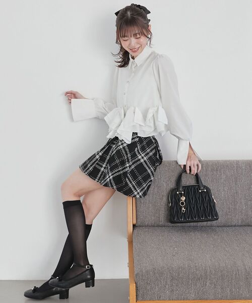 MAJESTIC LEGON（マジェスティックレゴン）の「ボックスプリーツフレアミニスカパン（スカート・レディース・ホワイト系その他2・MEDIUM）」の11枚目の写真