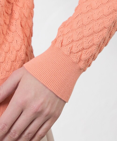 amaca（アマカ）の「バルキーストレッチ編み柄ニット（ニット/セーター・レディース・ダークネイビー/オレンジ/オフホワイト・38/40）」の10枚目の写真