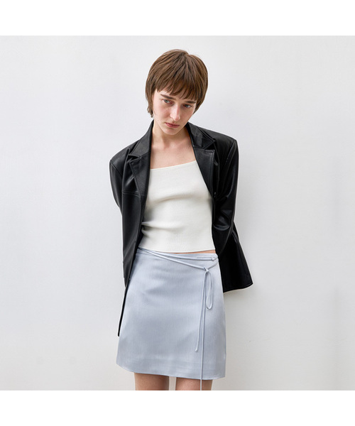 ATELIER NAIN(アトリエナイン)の「ASHLEY SATIN A-LINE SKIRT(SK-5030)(スカート・レディース・ブラック/スカイブルー・MEDIUM/SMALL)」の2枚目の写真