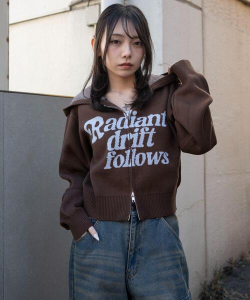 WEGO（ウィゴー）の「WEGO/【26年春新作】グラフィックジャガードニットZIPパーカー（パーカー・レディース・アイボリー/ブラウン/グレー・FREE）」の3枚目の写真