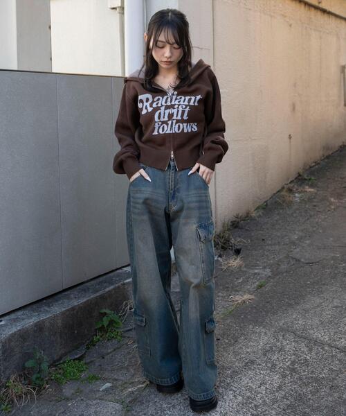 WEGO（ウィゴー）の「WEGO/【26年春新作】グラフィックジャガードニットZIPパーカー（パーカー・レディース・アイボリー/ブラウン/グレー・FREE）」の6枚目の写真