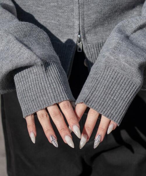 WEGO（ウィゴー）の「WEGO/【26年春新作】グラフィックジャガードニットZIPパーカー（パーカー・レディース・アイボリー/ブラウン/グレー・FREE）」の9枚目の写真