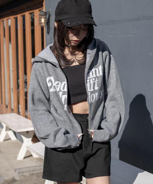 WEGO（ウィゴー）の「WEGO/【26年春新作】グラフィックジャガードニットZIPパーカー（パーカー・レディース・アイボリー/ブラウン/グレー・FREE）」の16枚目の写真