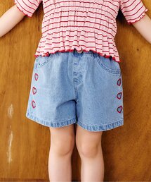 【セットアップ可】ハート・フラワー刺繍ショートパンツ