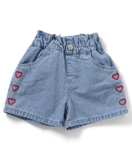 apres les cours（アプレレクール）の「ハート・フラワー刺繍ショートパンツ_ジュニア対応（その他パンツ・キッズ・サーモンピンク/ブルー/アイボリー/サックスブルー/ブラック・140/130/120/110/100/90/80）」の3枚目の写真