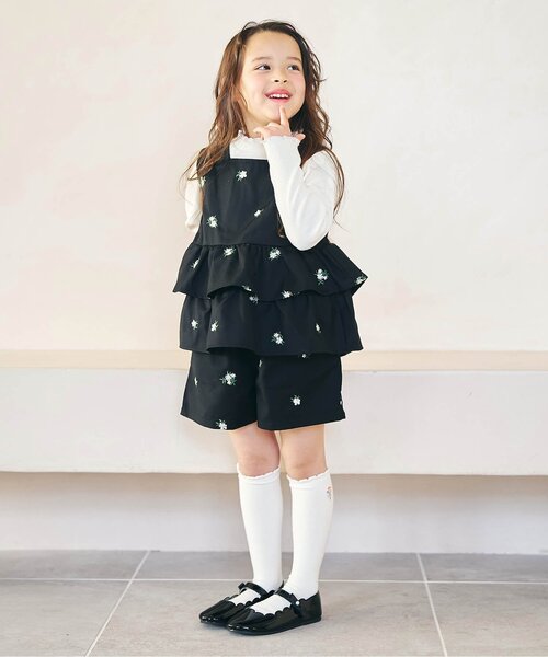 apres les cours（アプレレクール）の「ハート・フラワー刺繍ショートパンツ_ジュニア対応（その他パンツ・キッズ・サーモンピンク/ブルー/アイボリー/サックスブルー/ブラック・140/130/120/110/100/90/80）」の8枚目の写真