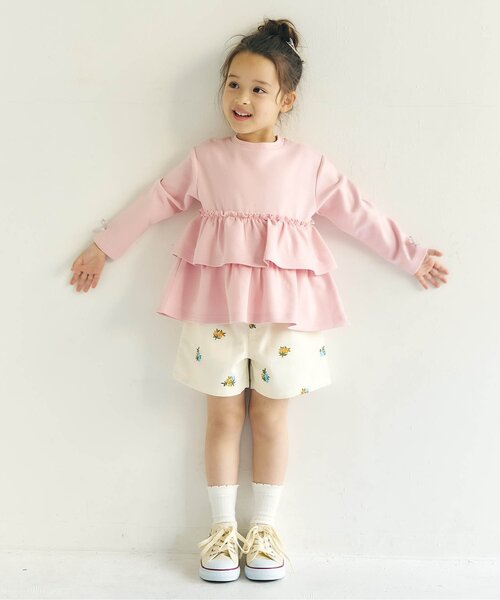 apres les cours（アプレレクール）の「ハート・フラワー刺繍ショートパンツ_ジュニア対応（その他パンツ・キッズ・サーモンピンク/ブルー/アイボリー/サックスブルー/ブラック・140/130/120/110/100/90/80）」の9枚目の写真