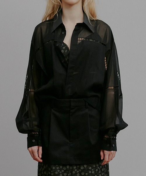 IRENENNE(アイレネ)の「シアーシャツブルゾン / Sheer Shirt Blouson(シャツ/ブラウス・レディース・ブラック・36)」の5枚目の写真