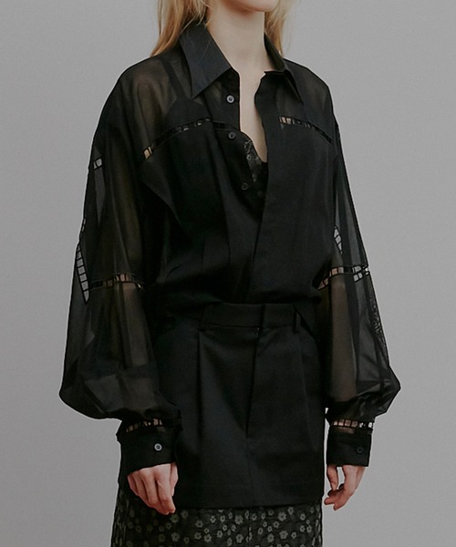 IRENENNE(アイレネ)の「シアーシャツブルゾン / Sheer Shirt Blouson(シャツ/ブラウス・レディース・ブラック・36)」の4枚目の写真
