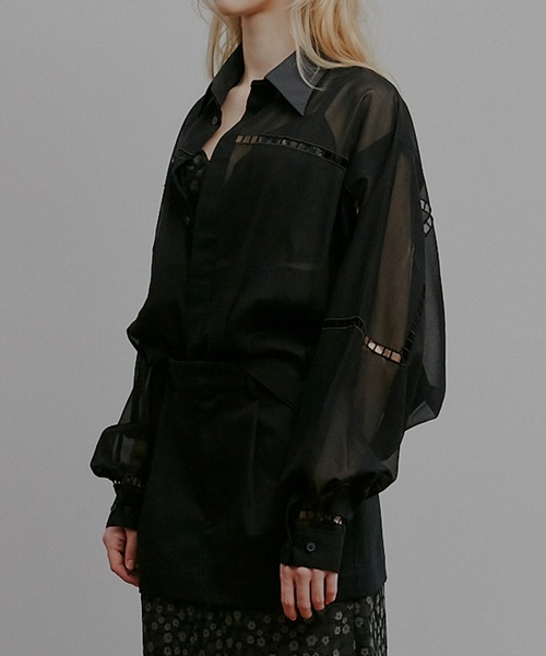 IRENENNE(アイレネ)の「シアーシャツブルゾン / Sheer Shirt Blouson(シャツ/ブラウス・レディース・ブラック・36)」の3枚目の写真
